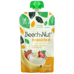 Beech-Nut, завтрак, для детей от 12 месяцев, йогурт с бананом и клубникой, 12 паучей по 99 г (3,5 унции) в Москве - eco-herb.ru | фото