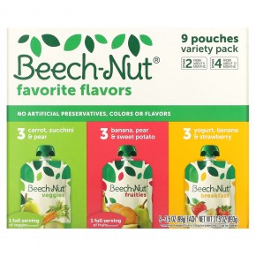 Beech-Nut, Favorite Flavors, для детей от 6 месяцев и старше, 9 пакетиков, 99 г (3,5 унции) в Москве - eco-herb.ru | фото