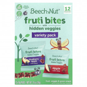 Beech-Nut, Fruti Bites со скрытыми овощами, набор со вкусом, 12 пакетиков по 18 г (0,63 унции) в Москве - eco-herb.ru | фото