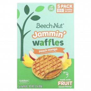 Beech-Nut, Jammin 'Waffles, от 12 месяцев, персик и манго, 5 пакетиков по 16 г (0,56 унции) - описание | фото