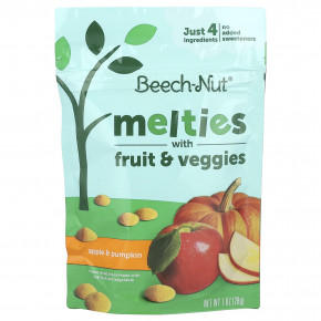 Beech-Nut, Melties с фруктами и овощами, от 8 месяцев, яблоко и тыква, 28 г (1 унция) - описание