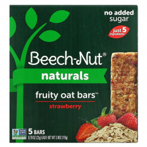 Beech-Nut, Naturals, Fruity Oat Bars, овсяные батончики с фруктами, для детей от 12 месяцев, клубника, 5 батончиков по 22 г (0,78 унции) в Москве - eco-herb.ru | фото