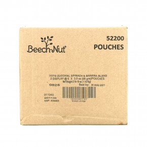 Beech-Nut, овощи, для детей от 6 месяцев, цукини, шпинат и банан, 12 паучей по 99 г (3,5 унции) в Москве - eco-herb.ru | фото