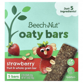 Beech-Nut, овсяные батончики, для детей от 12 месяцев, клубника, 5 батончиков по 22 г (0,78 унции) - описание | фото