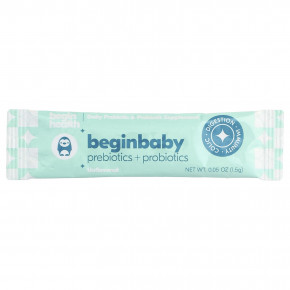 Begin Health, Beginbaby™, пребиотики и пробиотики, для детей от 0 до 12 месяцев, без добавок, 28 пакетиков по 1,5 г (0,05 унции) в Москве - eco-herb.ru | фото