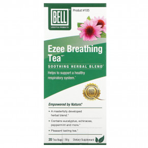 Bell Lifestyle, Ezee Breathing Tea, успокаивающая травяная смесь, 20 чайных пакетиков, 30 г - описание | фото