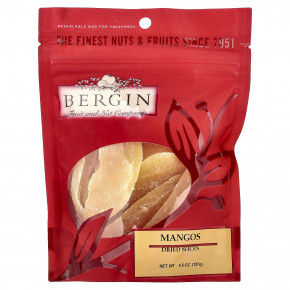 Bergin Fruit and Nut Company, манго, сушеные ломтики, без сульфатов, 127 г (4,5 унции) - описание | фото