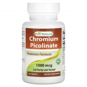 Best Naturals, Chromium Picolinate, 1000 mcg , 120 Tablets - описание