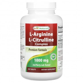 Best Naturals, L-аргинин, комплекс L-цитруллина, 1000 мг, 250 таблеток в Москве - eco-herb.ru | фото
