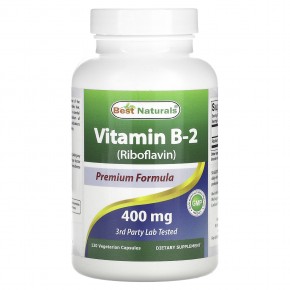 Best Naturals, Витамин B2 (рибофлавин), 400 мг, 120 вегетарианских капсул в Москве - eco-herb.ru | фото