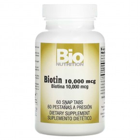Bio Nutrition, Биотин, максимальная эффективность, 10 000 мкг, 60 таблеток в Москве - eco-herb.ru | фото