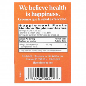 Bio Nutrition, чай из моринги, 30 чайных пакетиков, 58,8 г (2,1 унции) в Москве - eco-herb.ru | фото
