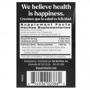 Bio Nutrition, черный чай из семян зеленого чая, 30 чайных пакетиков, 55,5 г (1,85 унции) в Москве - eco-herb.ru | фото