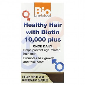 Bio Nutrition, Добавка для здоровья волос с биотином 10 000, 60 вегетарианских капсул в Москве - eco-herb.ru | фото