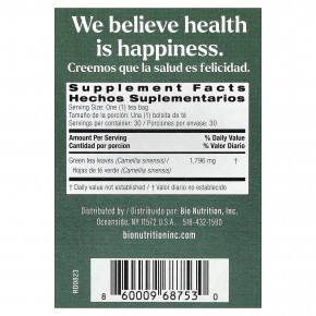 Bio Nutrition, зеленый чай, 30 чайных пакетиков, 53,9 г (1,9 унции) в Москве - eco-herb.ru | изображение Bio Nutrition, зеленый чай, 30 чайных пакетиков, 53,9 г (1,9 унции) в Москве - eco-herb.ru | фото