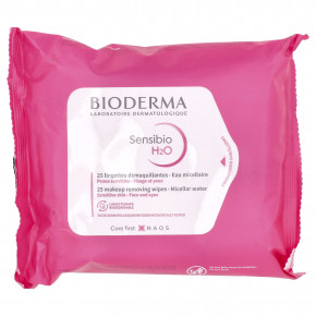 Bioderma, Sensibio H2O, салфетки для снятия макияжа, 25 салфеток в Москве - eco-herb.ru | фото