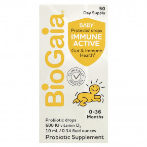 BioGaia, Baby Protectis капли, для иммунитета, 0–36 месяцев, 600 МЕ, 10 мл (0,34 жидк. унц.) в Москве - eco-herb.ru | фото