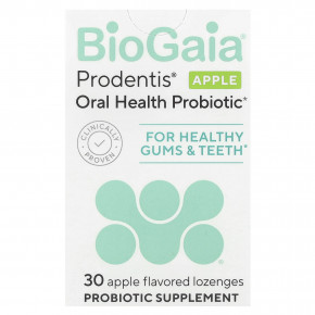 BioGaia, Prodentis®, пробиотик для здоровья полости рта, яблоко, 30 пастилок - описание | фото