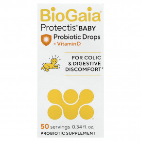 BioGaia, Protectis® Baby, пробиотик в каплях с витамином D для детей, 10 мл (0,34 жидк. унции) - описание | фото