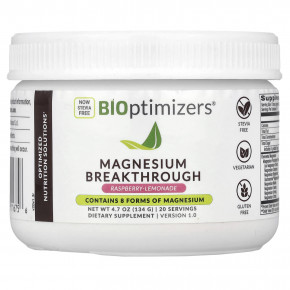 BIOptimizers, Magnesium Breakthrough, малиновый лимонад, 134 г (4,7 унции) в Москве - eco-herb.ru | фото