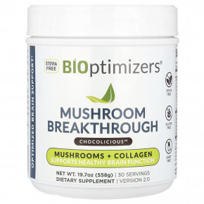 BIOptimizers, Mushroom Breakthrough, Mushroom + Collagen, Chocolicious ™, 558 г (19,7 унции) в Москве - eco-herb.ru | фото