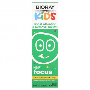 Bioray, Kids, NDF Focus, натуральный пробиотик в каплях для детей, для концентрации внимания, цитрусовый вкус, 60 мл (2 жидк. унции) в Москве - eco-herb.ru | фото