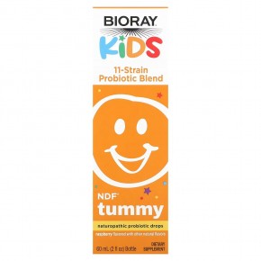 Bioray, Kids, NDF Tummy, смесь из 11 штаммов пробиотиков, со вкусом малины, 60 мл (2 жидк. унции) в Москве - eco-herb.ru | фото