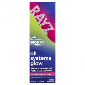 Bioray, Raz®, All Systems Glow, для подростков, малиновый вкус, 59 мл (2 жидк. унции) - описание | фото