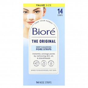 Biore, полоски для глубокого очищения пор, 14 полосок для носа - описание | фото