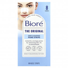 Biore, полоски для глубокого очищения пор, 8 полосок для носа - описание | фото