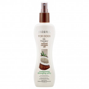 Biosilk, шелковый Therapy® с натуральным кокосовым маслом, кондиционирующий спрей для расчесывания волос, для собак, 207 мл (7 жидк. унций) - описание | фото