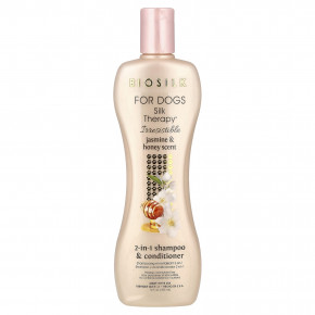 Biosilk, шелковый Therapy®, шампунь и кондиционер 2 в 1, для собак, жасмин и мед, 355 мл (12 жидк. унций) - описание | фото