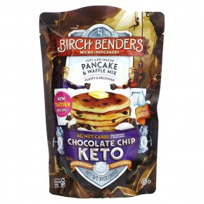 Birch Benders, Pancake & Waffle Mix, Keto, Chocolate Chip, 10 oz (283 g) - описание