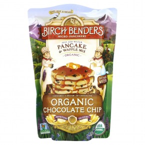 Birch Benders, Pancake & Waffle Mix, Organic Chocolate Chip, 1 lb (454 g) - описание