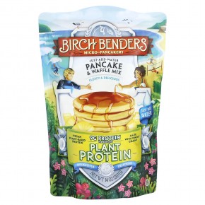 Birch Benders, Смесь для блинов и вафель, растительный белок, 397 г (14 унций) - описание