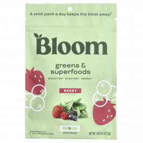 Bloom, Greens & Superfoods, ягоды, 5 пакетиков в стиках по 5,44 г (0,19 унции) - описание