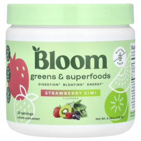 Bloom, Greens & Superfoods, клубника и киви, 180,9 г (6,38 унции) - описание