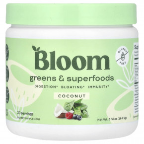 Bloom, Greens & Superfoods, кокос, 184,5 г (6,51 унции) - описание