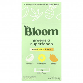 Bloom, Greens & Superfoods, тропическая упаковка, 18 пакетиков, 102,36 г (3,6 унции) - описание