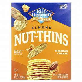 Blue Diamond, Almond Nut-Thins, снэки из рисовых крекеров с миндалем, сыр чеддер, 120,5 г (4,25 унции) - описание | фото