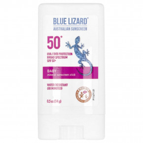 Blue Lizard Australian Sunscreen, Baby Mineral Sunscreen Stick, SPF 50, 0.5 oz (14 g) - описание | фото