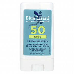 Blue Lizard Australian Sunscreen, Минеральное солнцезащитное средство-стик для детей, SPF 50+, 14 г (0,5 унции) - описание | фото