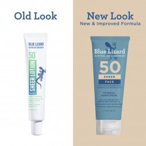 Blue Lizard Australian Sunscreen, Sheer, минеральный солнцезащитный крем для лица, SPF 50, 50 мл (1,7 жидк. унции) в Москве - eco-herb.ru | фото