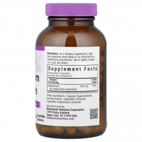 Bluebonnet Nutrition, Аспартат магния, 100 растительных капсул (200 мг на капсулу) в Москве - eco-herb.ru | фото