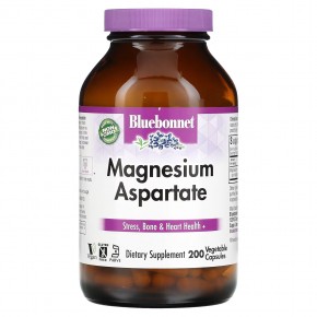 Bluebonnet Nutrition, Аспартат магния, 200 мг, 200 растительных капсул - описание