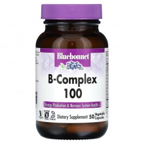 Bluebonnet Nutrition, B-Complex 100, витамины группы B, 50 растительных капсул в Москве - eco-herb.ru | фото