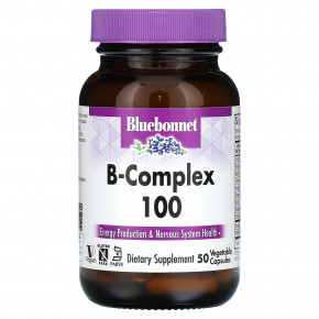 Bluebonnet Nutrition, B-Complex 100, витамины группы B, 50 растительных капсул в Москве - eco-herb.ru | фото