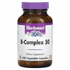 Bluebonnet Nutrition, B-Complex 50, витамины группы B, 100 вегетарианских капсул в Москве - eco-herb.ru | фото