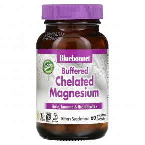 Bluebonnet Nutrition, буферизованный хелатный магний, 60 растительных капсул - описание