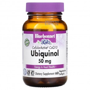 Bluebonnet Nutrition, CellularActive CoQ10, убихинол, 50 мг, 60 вегетарианских капсул - описание